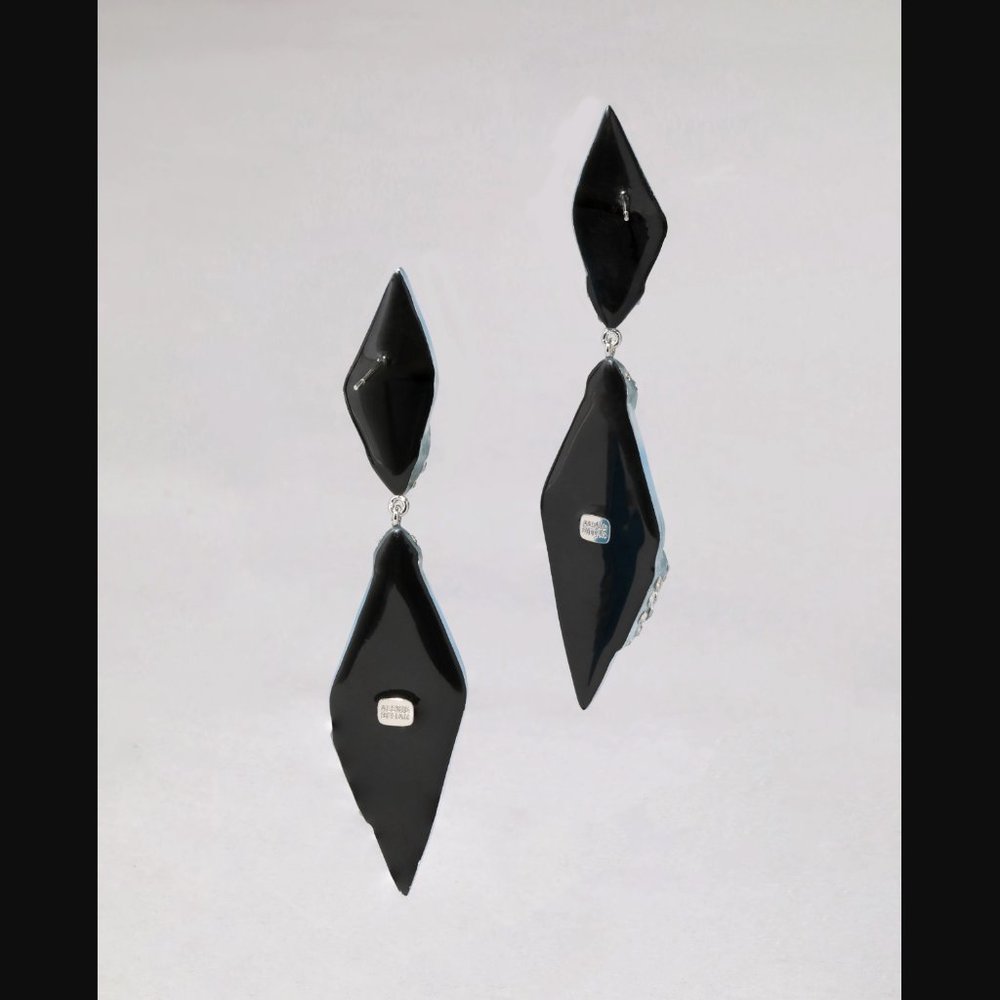 💙 ALEXIS BITTAR 💙 Neon Blue Punk Deco Lucite Crystal Drop Earrings NWT - Picture 4 of 10
